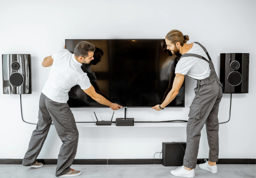 electrician mounting a TV 1